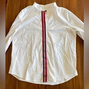 HALOGEN Crisp White Shirt with Grosgrain Placket